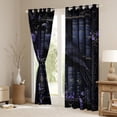 thumbnail image 3 of Feelyou Black Magic Crow Blackout Curtains Set of 2 (52x84 Each) for Kid, Dreamy Purple Flower Window Curtains, Western Tribal Damask Curtains and Drapes, Blackout Curtains Home Decor, 3 of 6