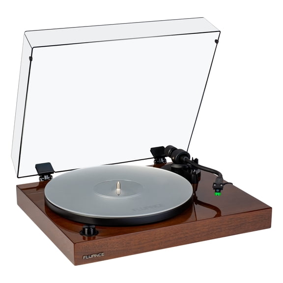 Fluance RT81 Elite High Fidelity Vinyl Turntable Record Player, Audio Technica VM95E Cartridge, Anti-Resonant Platter, Acrylic Mat, Phono Preamp Wood Plinth Adjustable Isolation Feet - Natural Walnu