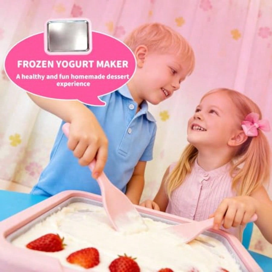 Rolled Ice Cream Maker2026 New Rolled Ice Cream Maker Kit DIY Rolled Ice Cream Tray with 2 Scrapers Perfect for Family Fun Homemade Desserts Pink