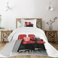 thumbnail image 3 of Ambesonne Movie Theater Quilted Bedspread Set 2 Pcs, 3D Theater Seats, Twin Size, Red Black White, 3 of 6