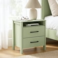 thumbnail image 6 of STYLIVIA 2-Drawer Nightstand for Adults, Sage Green Wood, 20.9" W x 15.7" D x 22.7" H, with Open Shelf, 6 of 20