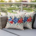thumbnail image 4 of Independence Day Star Pillow Covers 2 Pack Farm Red Blue White Star Eucalyptus Leaf Linen Pillowcase Waterproof Outdoor Throw Pillow Cover for Patio Garden Square Cushion 18”x18”, 4 of 9