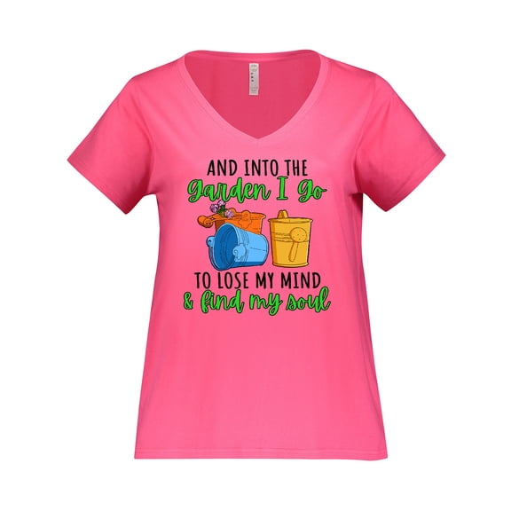 Inktastic And into the Garden I Go to Lose My Mind and Feed My Soul Women's Plus Size V-Neck T-Shirt