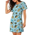 thumbnail image 2 of Fotbe funny lion in pirate Pattern Women's Cotton Nightgown Sleepwear Short Sleeves Shirt Casual Print Sleepdress, 2 of 6