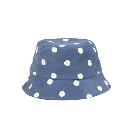 

Toddler Boys Girls Sun Protection Caps Kids Cute Fashion Daisy Pattern Fisherman Hat with Windproof Strap