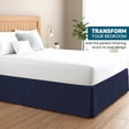 thumbnail image 2 of 550-TC Egyptian Cotton Dust Ruffle/Bed Skirt Queen Size 1-Pieces Split Corner Tailored Bed Skirt 6" Inch Drop Length Navy Blue Stripe, 2 of 5