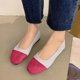 thumbnail image 4 of Zapatos Casuales Planos para las Mujeres Color-Bloque Dedo Redondo Boca Poco Profunda Deslizamiento en Zapatillas de Lienzo Primavera, Zapatos de Lienzo para las Mujeres, 4 of 5
