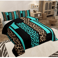 thumbnail image 3 of Feelyou Leopard Cheetah Print Full Size Comforter Sets, Modern Fashion Cyan Bedding Comforter Set, Teens Adult Women Men Reversible Bedding Sets, Super Cozy Room Decor, 3pcs, 3 of 8