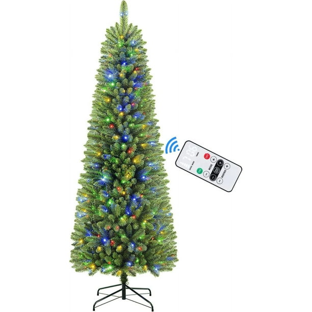 6ft Premium Christmas Tree with Remote Control,240 Warm White & Multi