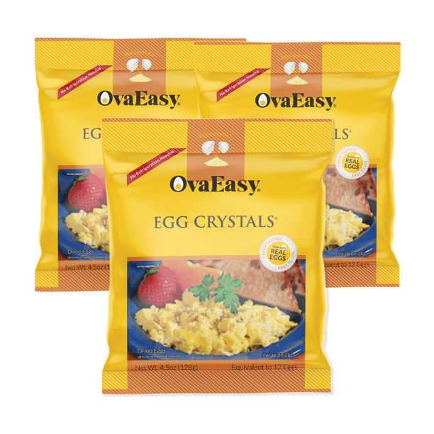 OvaEasy Whole Egg Crystals Powdered Eggs for Camping (4.5 oz, 3Pack
