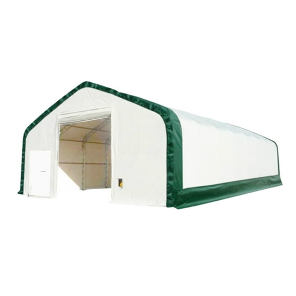 30'x80' Double Truss Storage Shelter with Heavy Duty 15 oz PVC Cover & Drive Through Doors