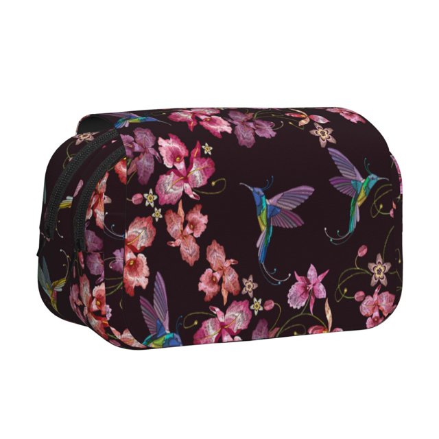 Easygdp Humming Bird And Tropical para Estuche de Lápices con Tapa Flip, Suministros de Oficina y Universidad para Adolescentes y Adultos
