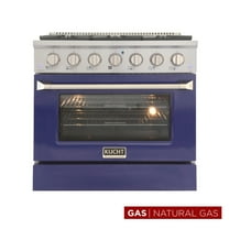 Kucht Professional 36" Stainless Steel Natural Gas Range in Blue and Silver