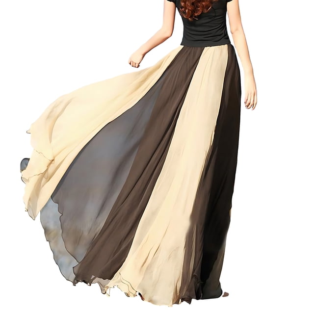 Minnieouse Manténgase cómodo y elegante, faldas transpirables para mujer, larga elegante de playa de verano, larga Vestidos color café