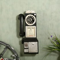 GJX Retro Wall Mount Rotary Dialing Corded Phone, Black