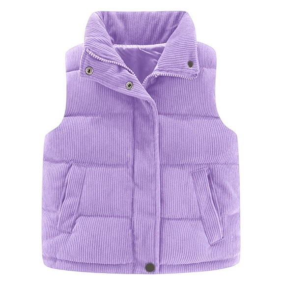 Fgnfyis Girls Quilted Vest Winter Warm Padded Sleeveless Jacket Outerwear for Toddlers and Kids Cozy Soft Windproof Cold Weather Fashion Purple 10-11 Years