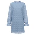 thumbnail image 4 of Women's Autumn Winter New Style Bubble Long Sleeve Lace Collar Dress, Light Blue, Size XL, 4 of 5
