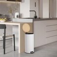 thumbnail image 6 of 30L/8 Gallon Step Trash Can with Bamboo Lid, Slim Round Stainless Steel Garbage Can, Soft Close, Removable Inner Bucket/Liner, for Kitchen Bathroom Office, White, 6 of 7