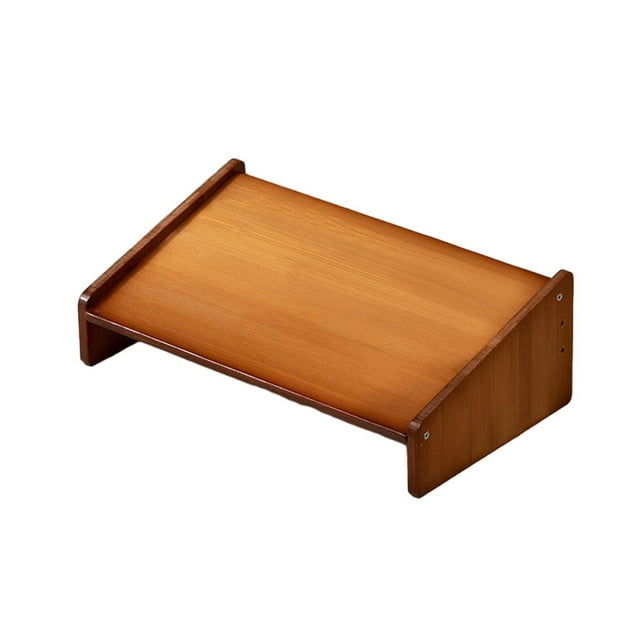 ZheElen Wood Under Desk Footrest Adjustable 3 Height Position Step Stool Foot Rest for Bathroom Home Chair Posture Support Tea Color Low style