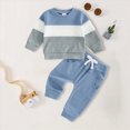 thumbnail image 2 of TOWED22 Toddler Baby Boy Clothes Cute Fall Winter Outfit 6 12 18 24M 3T 4T 5T 6T Letter Long Sleeve Sweatshirts and Jogger Pants Set Size:2-3 Y,Color:Blue, 2 of 4