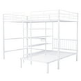 thumbnail image 5 of Harper & Bright Designs Full Over Twin Metal Bunk Bed, L Shaped Loft Bed Frame with Built-in Desk and Shelves, White, 5 of 11