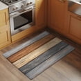 thumbnail image 3 of Farmhouse Haze Blue Brown Bathroom Rug Washable 2x3 Entryway Rug Non Slip Vintage Wooden Striped Front Door Mat Low Pile Indoor Doormat Throw Floor Carpet for Kitchen Bedroom Entrance, 3 of 8