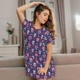 thumbnail image 3 of Naloa leaf flower Skull colorful Print Women Nightgowns,Womens Loungewear,Short Sleeve Sleepwear,Comfy Ladies Nightdress, 3 of 6