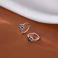 thumbnail image 5 of Solid 925 Sterling Silver Daisy Flower Hoop Earrings Huggie for Women Teens Black Flower Hoop Earrings Spring Cartilage Helix Earrings, 5 of 6