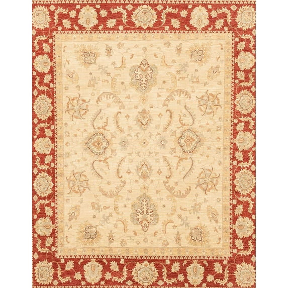 Ahgly Company Indoor Rectangle Abstract Mustard Yellow Oriental Area Rugs, 7' x 9'