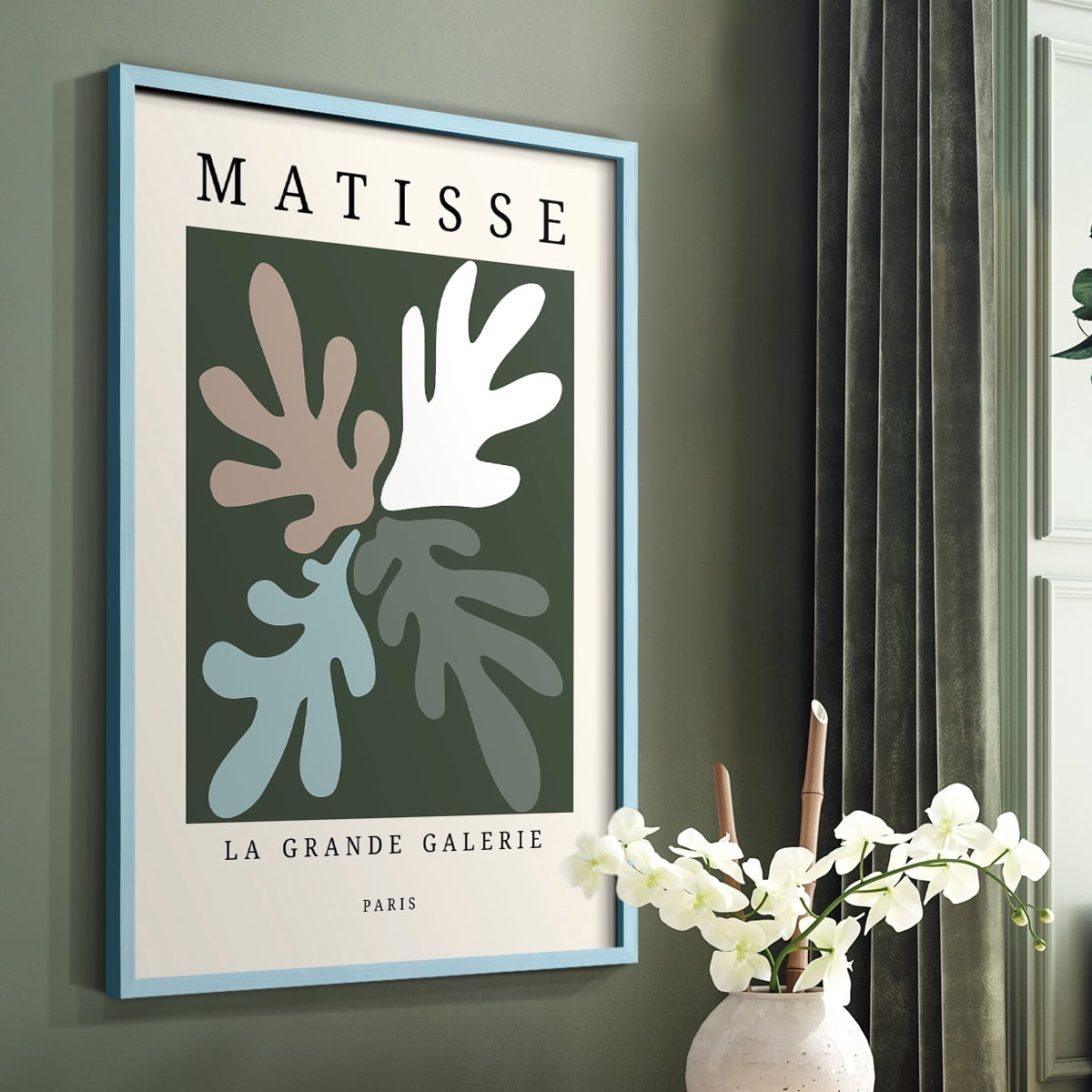 Matisse CCCLXXXIV in Blue Solid Wood 22 x 28 Framed Print