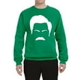 thumbnail image 2 of Wild Bobby, White Parks and Rec Fans Ron Swanson Mustache Face Silhouette, Pop Culture, Unisex Crewneck Graphic Sweatshirt, Kelly, X-Large, 2 of 4