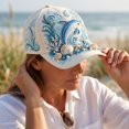 thumbnail image 6 of 3D Ocean Creatures Embroidery Cap, Adjustable Cotton Baseball Cap, Raised Embroidered Sea Animal Hat for Beach Travel,One Size, 6 of 6