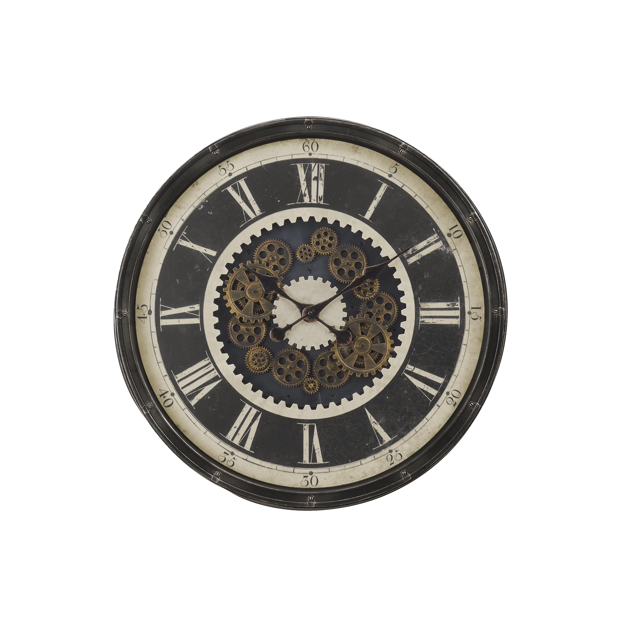 Clocks - 30 Round - Gear Mechanism - Large Oversized - Wall Clock - Brown