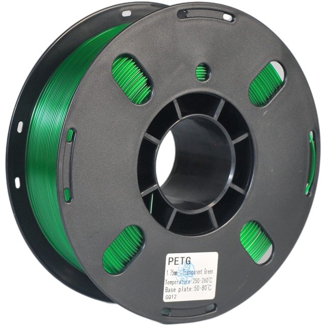 Filamento para impresora 3D RANKI PETG de 1,75 mm, bobina de 1 kg, verde transparente