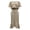 Khaki, variant on Women's 2-Piece Outfit, Off-Shoulder Puff Sleeve Top & Ruched Midi Skirt, Casual Work Party Skirt Set Blue S