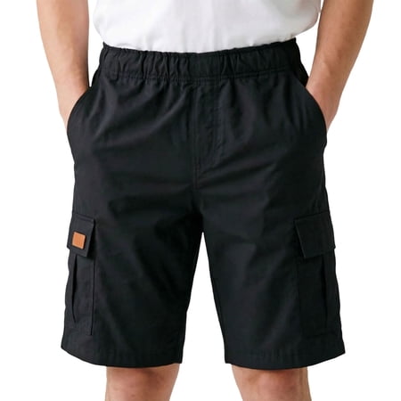 Toddler Boy Shorts Kids Unisex Solid Elastic Waistband Cargo Shorts Pull on Jogger School Uniform Stretch Chino Twill with Pockets Black 7 Years-8 Years