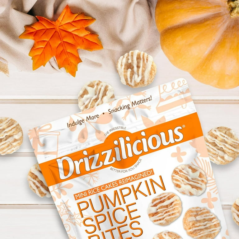 Drizzilicious Mini Rice Cakes, Pumpkin Spice Flavored Rice Cake Gluten Free Snacks, Rice Crisps 2-Pack
