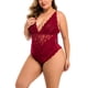thumbnail image 3 of Ropa interior de encaje sexy para mujer, minivestido en V profundo, ropa de dormir, regalo, rojo vino, 3XL Scienceny XX000057-09, 3 of 7