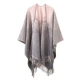 thumbnail image 1 of Women's Fashion Stripe Color Block Cloak Shawl Cardigan Warm Windproof Wrap for Autumn Spring Winter, 1 of 3