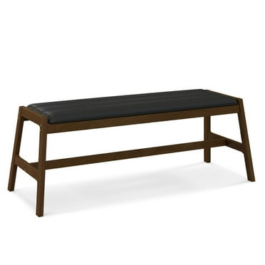 Kadyn Storage Cube Ottoman Seat,Storage Box Footrest, Storage Bench,50 Inch Long Solid Wood Dining Bench Upholstered Table Bench with Faux Leather Padded Seat-Walnut