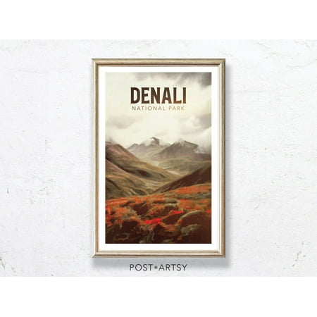 Denali Poster National Park Print Vintage National Parks Art Travel Decor Vintage Outdoors Wall Art Gift For Friend Wall Art, Modern Wall Decor, 16x24 UNFRAMED