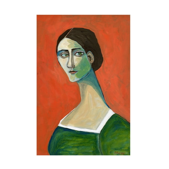 Sharyn Bursic 'Vintage woman in green' Canvas Art