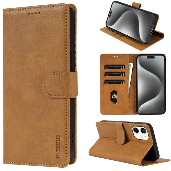 for iPhone 11 Wallet Case with RFID Blocking Credit Card Holder, Magnetic Clasp PU Leather Folio Flip Kickstand Protective Shockproof Cover Women Men for iPhone 11,Brown