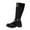 Black, variant on Knee High Riding Boots Women Floral Print Back Zipper Round Toe Buckle Strap Tall Motorcycle Booties