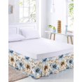 thumbnail image 2 of Blue Brown Spring Floral Bed Skirt King Size, Summer Botanical Watercolor Wrap Around Bed Skirting with Adjustable Elastic Strap, Dust Ruffled Pleated Bedskirts 18 Inch Drop for Bedroom King Beds, 2 of 9