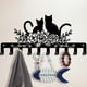 thumbnail image 2 of Llavero de pared con diseño de gato y rosa, con 10 ganchos, de metal, personalizado, para colgar en la pared, con diseño de gato negro, 2 of 9