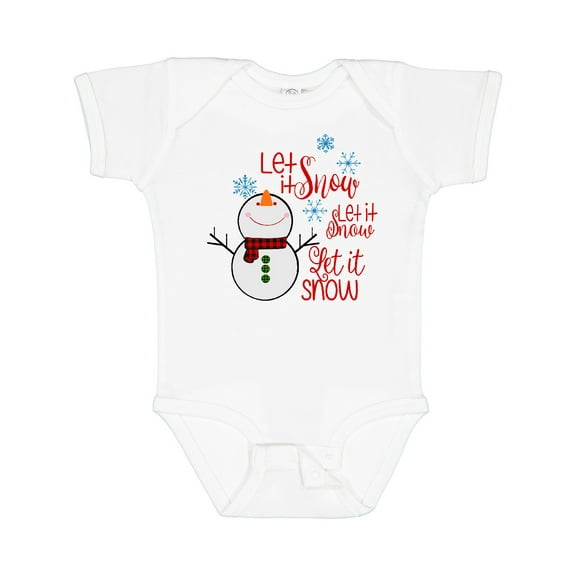 Inktastic Christmas Let it Snow Cute Snow Man with Snowflakes Boys or Girls Baby Bodysuit
