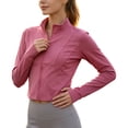 thumbnail image 2 of Women's Running Jacket Long Sleeve Zip Up Slim Sports Jacket UPF 50+ Lightweight Training Jacket Yoga Gym Fitness Tops with Thumb Hole Soft Lightweight Jacket Daily Travel Outfits, 2 of 9