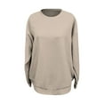 thumbnail image 5 of ManxiVoo Chunky Ribbed Texture Long Sleeve Pullover Sweatshirt for Women Oversized Comfortable Round Neck Top for Fall Fashion XXXXXL Size Khaki, 5 of 5
