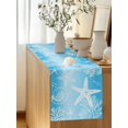 thumbnail image 5 of Marine Life Table Runner, Starfish Shell Coral Gradient Blue Ocean Cotton Linen Kitchen Table Decoration Washable Dining Tabletop Runners for Home Party Decor 14x72 Inches, 5 of 9